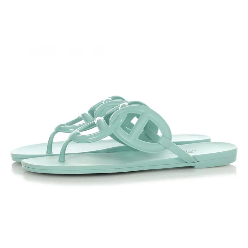 Hermès Egerie Sandals In Mint Green Rubber Size 7 - Picture 3 of 9